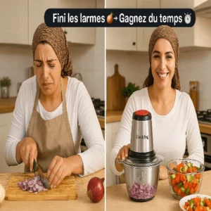 Avant/après : couper les oignons à la main ou utiliser le hachoir Cooking – fini les larmes, gagnez du temps en cuisine